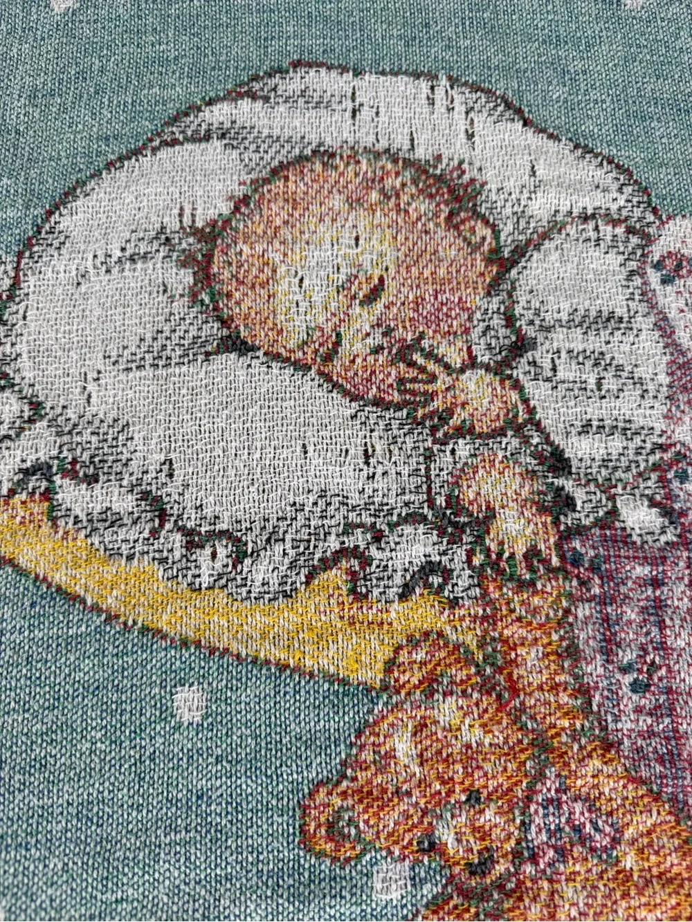 VTG Celestial Crescent Moon Face Sleeping Baby Woven Throw Blanket 41x52 GUC